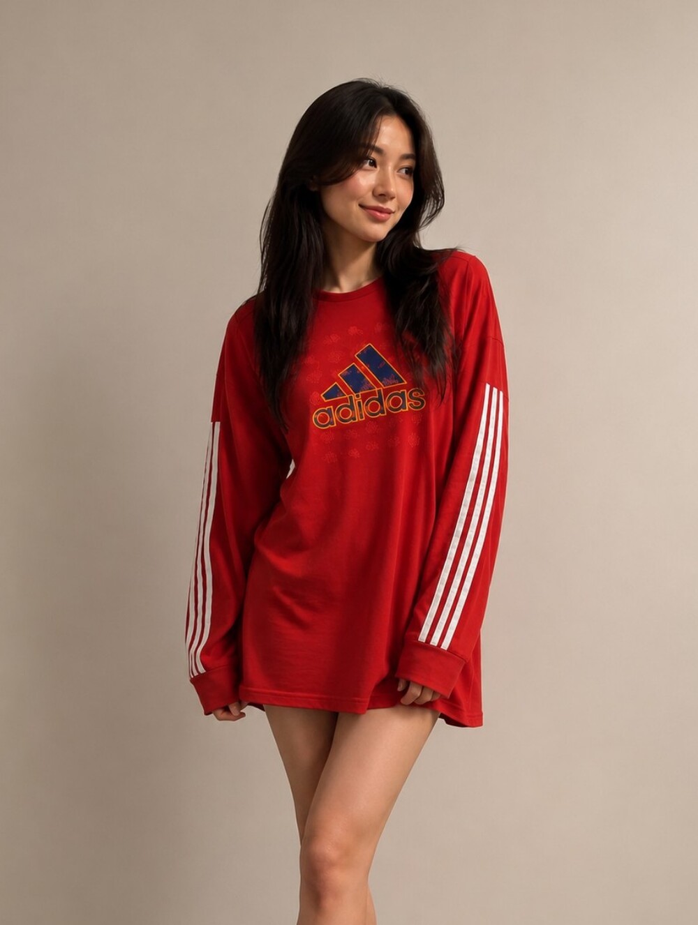 Adidas x LNY Lunar New Year Red Long Sleeve Shirt Dress (XS)